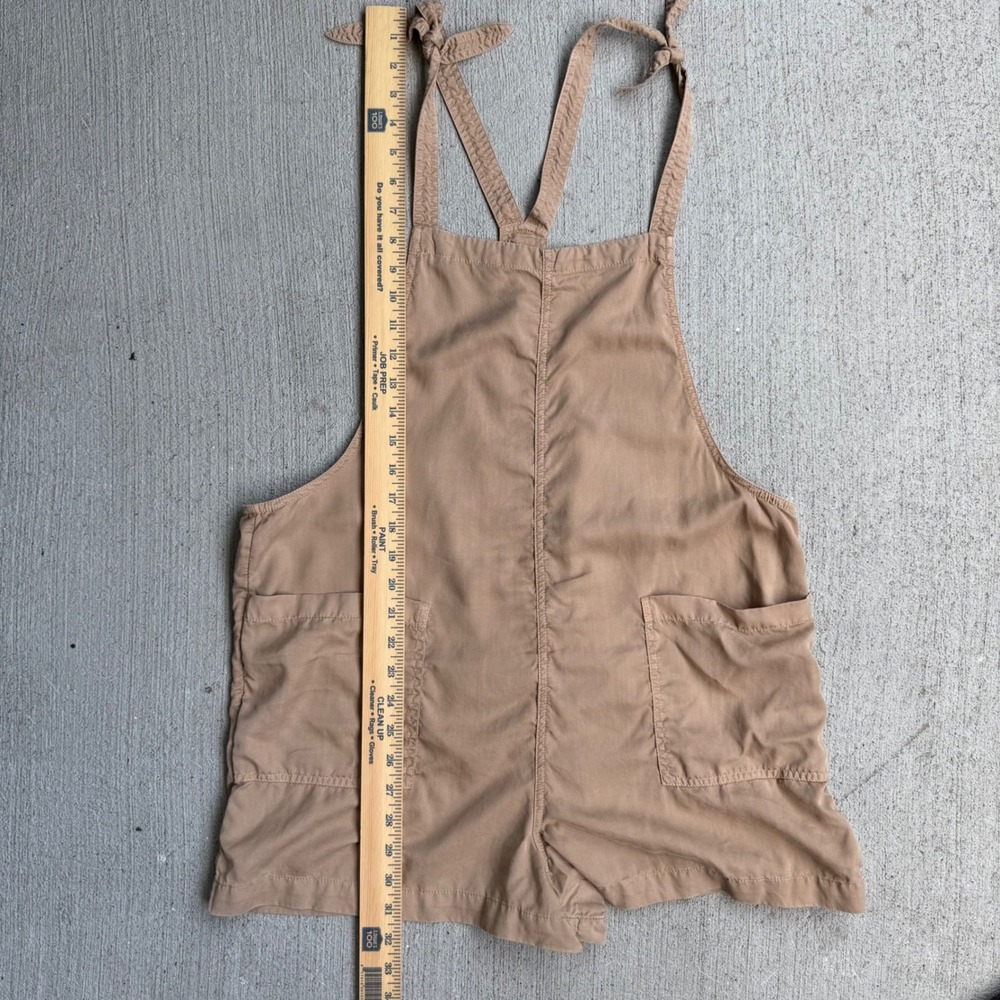 Aerie Tie Strap Romper Beige Utility Pocket Sleeveless Women's Large Cargo - Picture 3 of 10